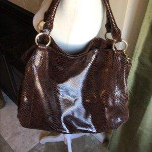 Gili brown leather animal print large bag
